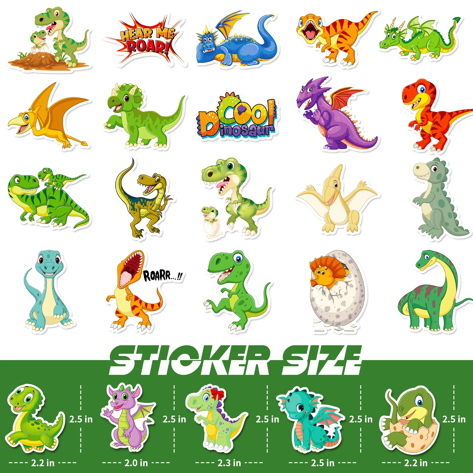 10/25/50pcs Cartoon Dinosaurs Graffiti Stickers for DIY Scrapbook Suitcase Water Bottle Phone Laptop Guitar Car Decal Toy