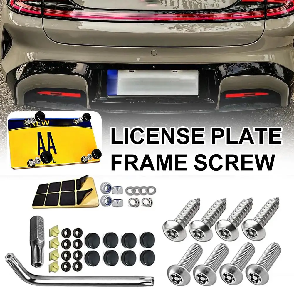 Anti Theft License Plate Screws License Plate Security Screws Kit for Fastening Frame License Plate Cover Security Bolts G1X6