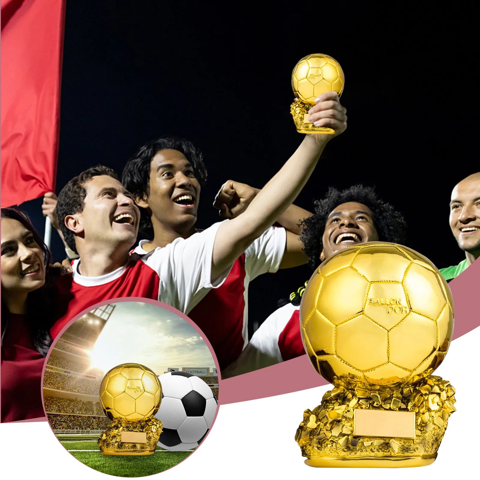 Soccer Trophy Golden Ball Ball Best Player Award Commemorative Gift DOR Football Trophy Golden Globe Award Commemorative Gift