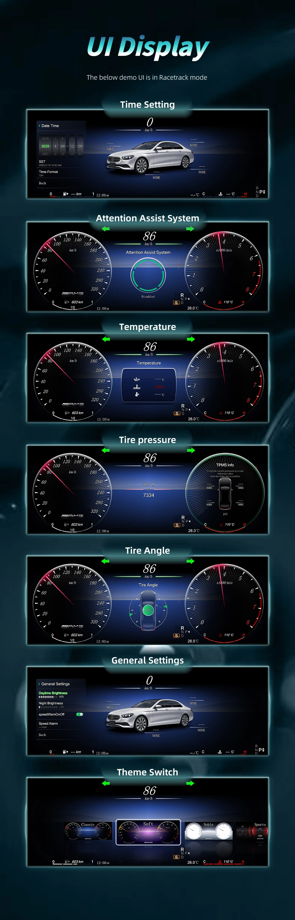 BONROAD Linux 12.3'' 1920*720P Dashboard Digital Instrument Cluster Speedometer Display For Benz A Class W176 GLA X156 CLA X117 – Detail 2