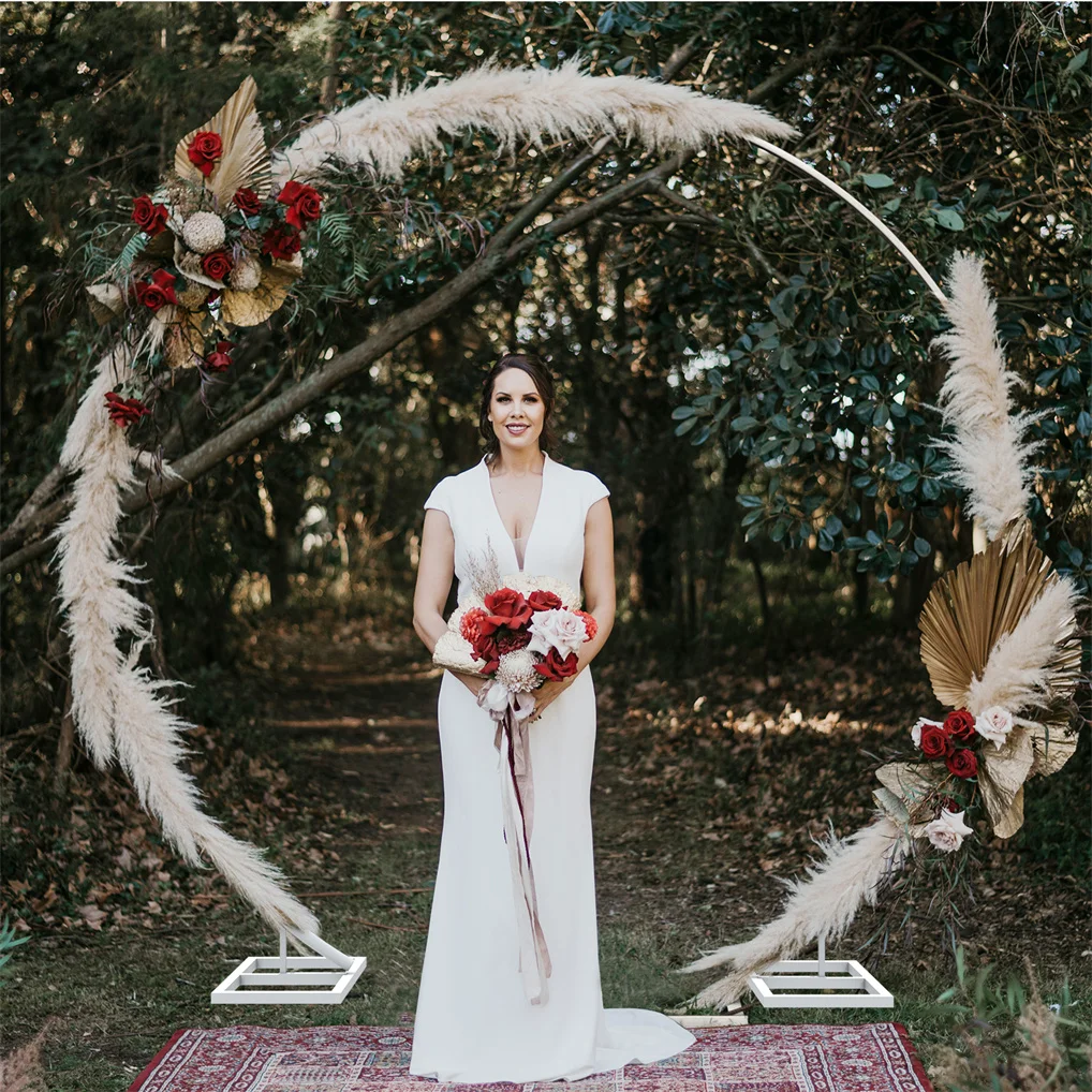 qp-2.1M/2.2M/2.4M Removable Round Wedding Arch Metal Backdrop Flower Garland Party Frame Garden Arbor-