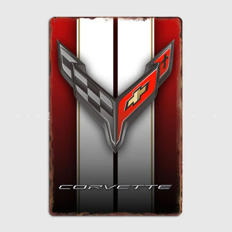 Best of Classic Corvette LoGo Posters Metal Sign Poster Garage Room Wall Art Decorations Living Custom Tin Vintage  Home Decor