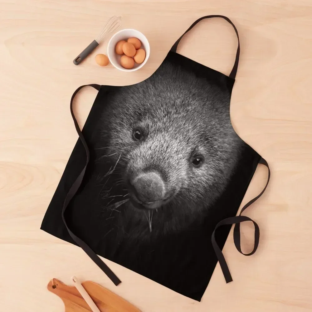 

Wombat black and white portrait Apron For Woman kitchen woman Household Items Useful bib Apron