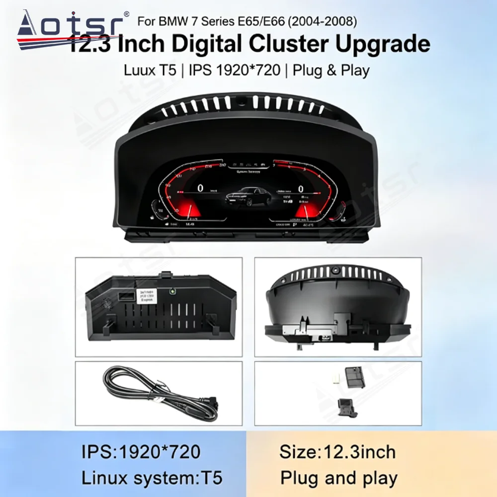 Cluster Digital LCD Instrument Speedometer For BMW 7 Series E65/E66 2004‑2008 Virtual Cockpit Dashboard Plug‑Play Retrofit Gauge