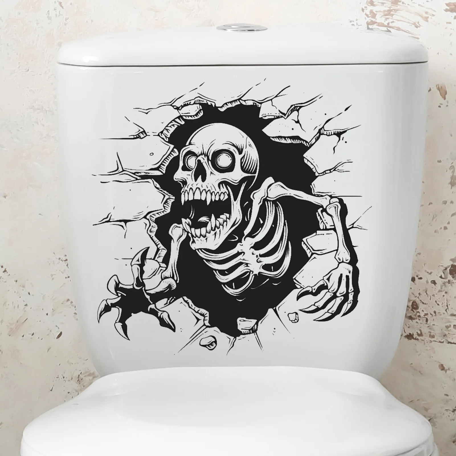 

Halloween Toilet Lid Stickers 3D Bathroom Wall Decals DIY Scary Home Decor Bathroom Screaming Bloody Picture Boxes for Photos