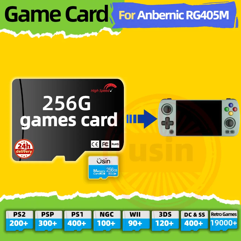 Game Card For Anbernic RG405M RG505 RG406V TF Retro Games PS2 PSP PS1 Android portable Handheld Gaming SD Card High Speed 256G