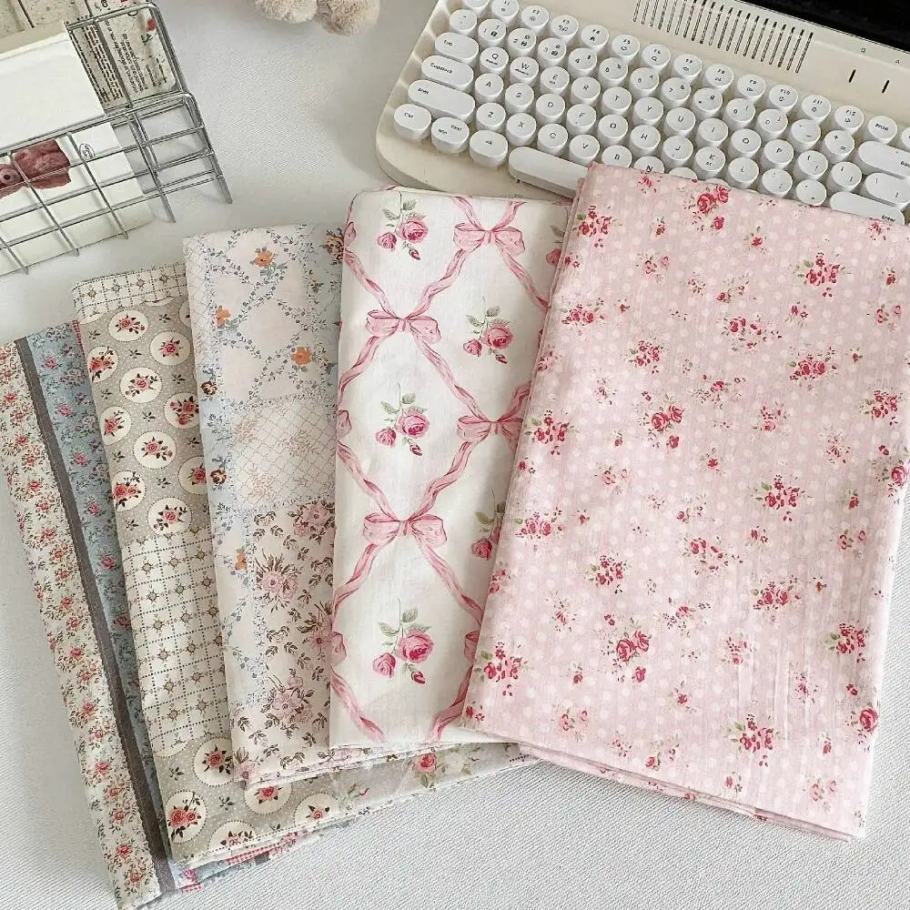 Tela de Algodón de 145x100cm, Estampado Digital de los Años 60, Elegante Patchwork Floral para Bolsos, Ropa Infantil y de Mujer, Tela para Coser