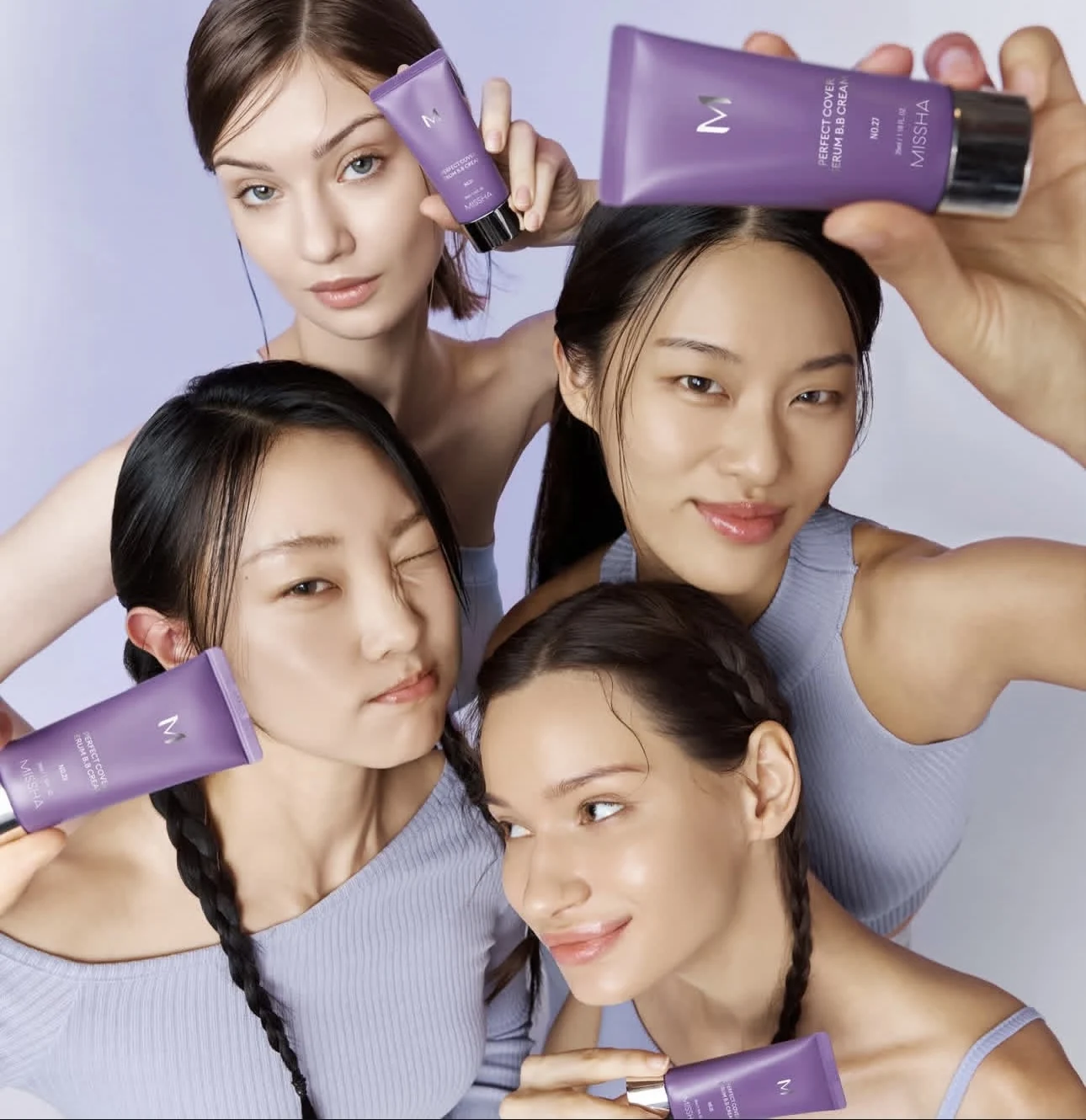 كريم أساس سائل تبييض أرجواني كوري BB كريم لتقوية حاجز البشرة مغذي 35 مللي ميشا م غطاء مثالي كونسيلر بلام