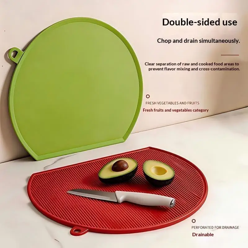 1Pcs Mold-proof TPU Cutting Board Double Sided D-Shape Semi-Circular Cutting Board TPU Non-Slip Kitchen Chopping Block