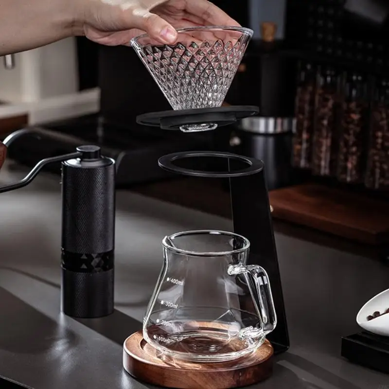 Coffee Filter Cone Stand Complete With Glass Carafe Coffee Maker with Stand and Clear Glass Pot J0MC