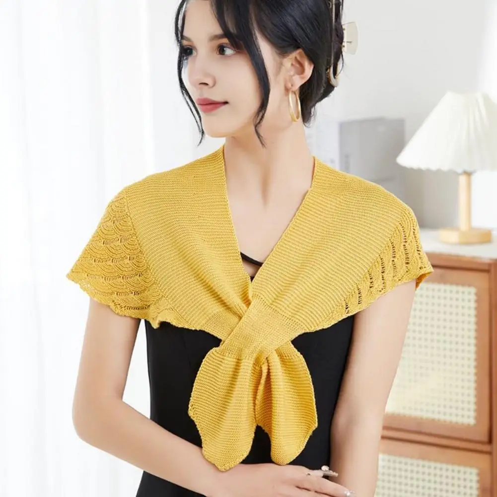 Colorful Versatile Shawl Elegant Lace-up Women's Shawl for Comfortable Warm Lightweight Shoulder Wrap Solid Color Hollow