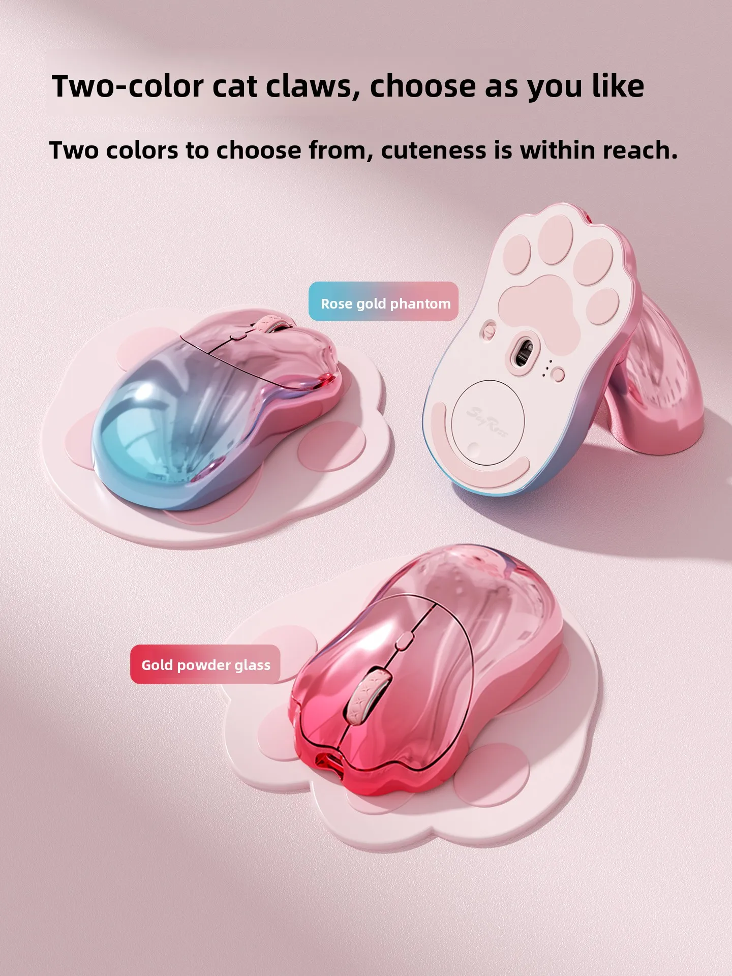 SUMREDA SM1 Wireless Bluetooth Mouse Dual-Mode Rechargeable Long Battery Life Ergonomically Cat Claw Designed Gaming Accessories