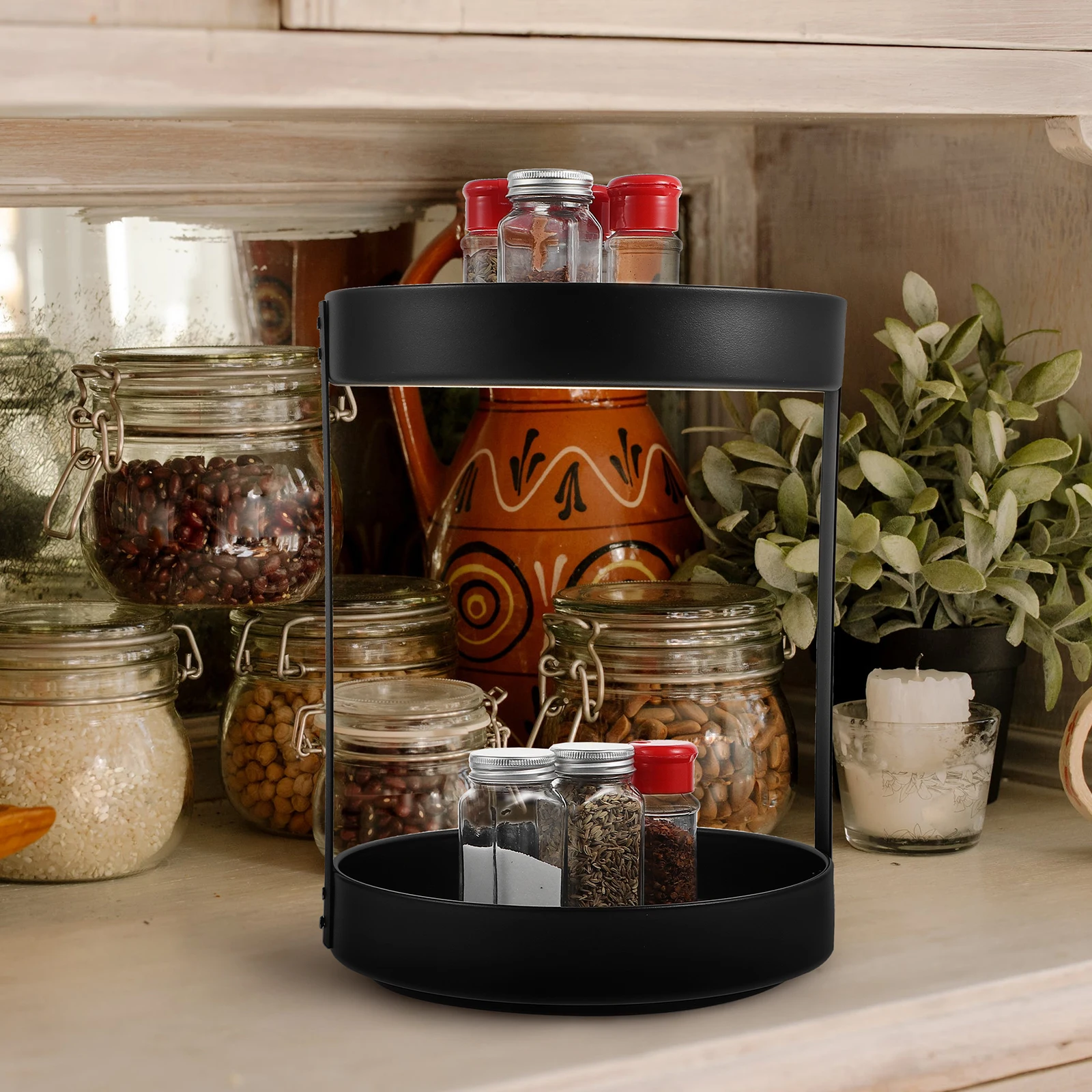 

Полка для приправ из нержавеющей стали, вращающийся поднос, кухонный органайзер для хранения, держатель для бутылок с приправами, простой лоток