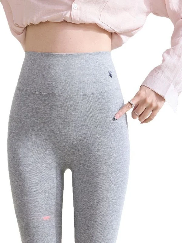 ハイウエスト九分丈フィットパンツ ライクラコットン 薄手モデル 肌に優しい ハイウエストヒップアップ 夏 2025