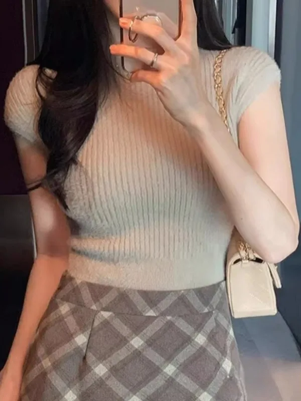 

Comfortable Korean Style Pure Color Versatile Semi-High Collar Vest Knitted Women's Sleeveless Top Soft Fabric Breathable
