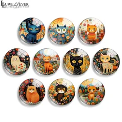 10mm 12mm 20mm 25mm 30mm 40mm 890 Cat Mix Round Glass Cabochon Jewelry Finding 18mm Snap Button Charm Bracelet