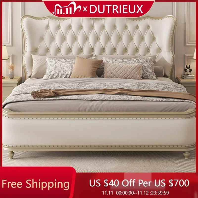 

Aesthetic Modern Bed Quilts Vintage Bedroom Luxury Headboard Double Beds King Size Camas Matrimonial Garden Furniture Sets