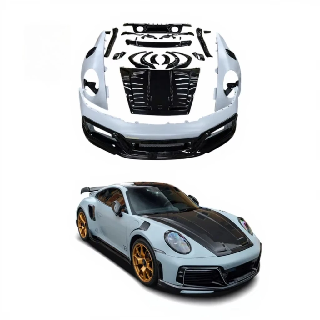 STLF Te-Chart Style Wide Bodykit for 992 Turbo S Front Bumper Rear Diffuser Wing Wrap Angle Side Skirts Fender Vent Body Kit