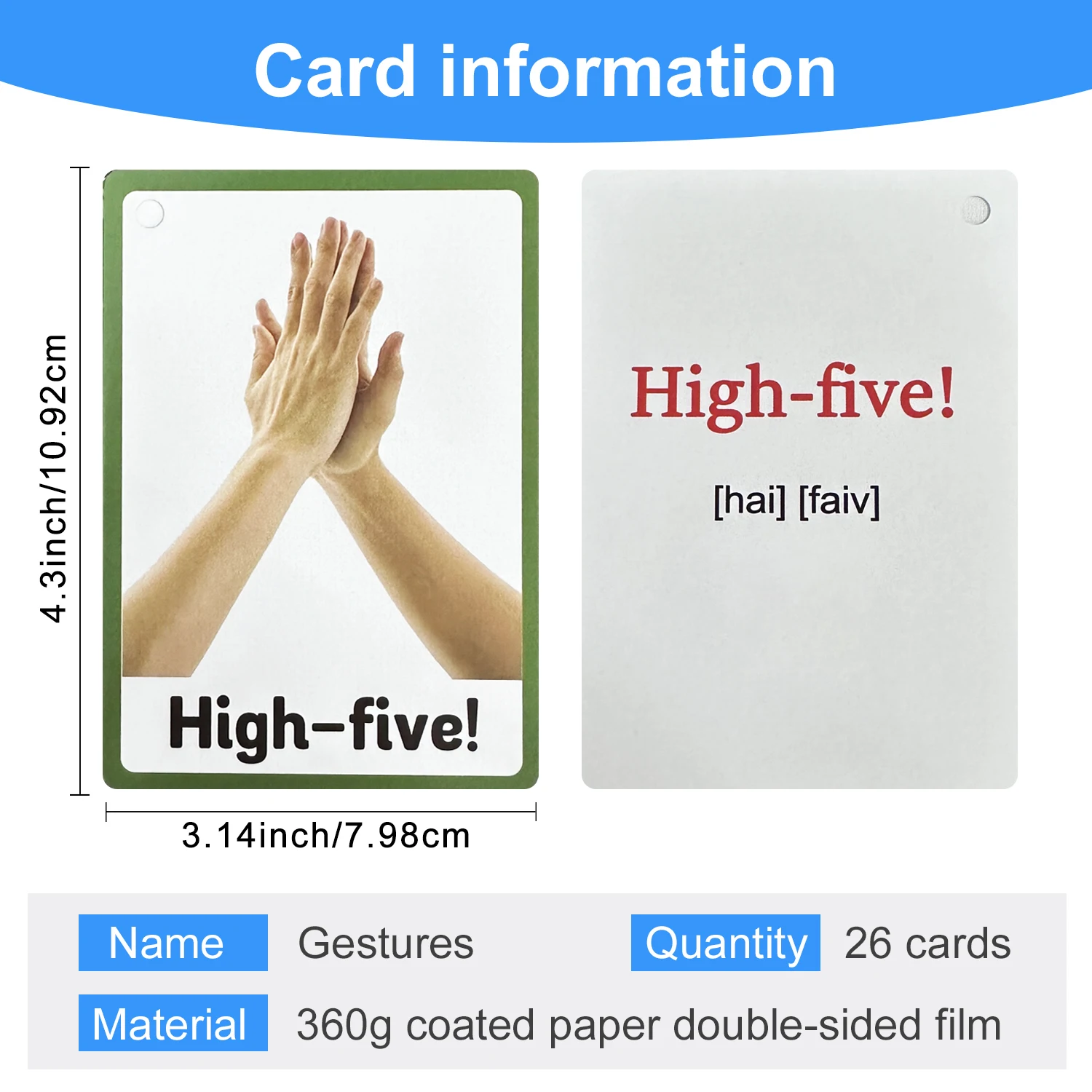 Gestures Body Language English Flashcards for Kids Cognitive Development Educational Toys Memory Games Vocabulary Learning Card