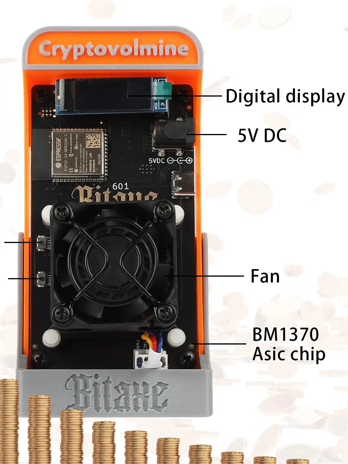 Neuer 2025, neuester Bitaxe Gamma 601 Solo Miner 1.2TH/S Miner Home Mining M1370 Asic Chip BTC Miners Cryptos Miner Mining-Gerät