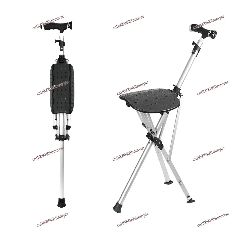 

Quick Open Automatic Folding Cane Chair Aluminum Alloy Anti-skid for The Elderly with Lights Triangular Cane Stool Crutches