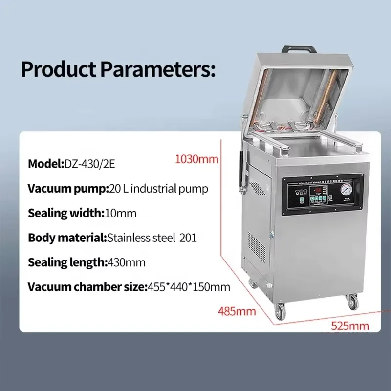 for Dz430 Industrial Vacuum Sealer Automatic Electric Food Packaging Machine Dry Rice Fish Nuts Whole Chicken Vertical Packer