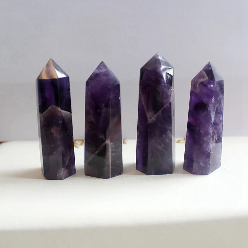 30-70mm Raw Natural Banded Chevron Dream Amethyst Quartz Crystal Point Wand Obelisk Healing Stone Energy Ore Mineral Rock Decor