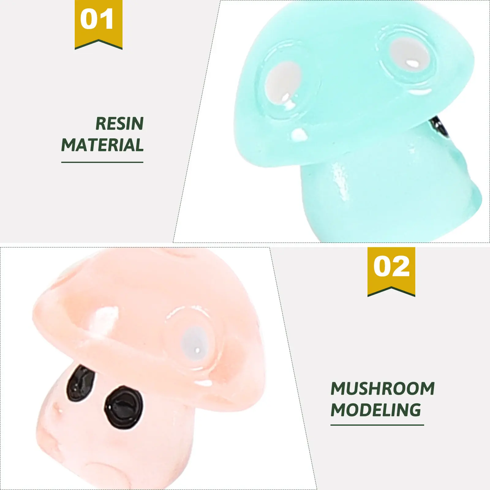 14Pcs Glow in The Dark Mini Mushroom Statue Resin Garden Ornament for Outdoor Path Porch Yard Bonsai Micro Landscape Decoration