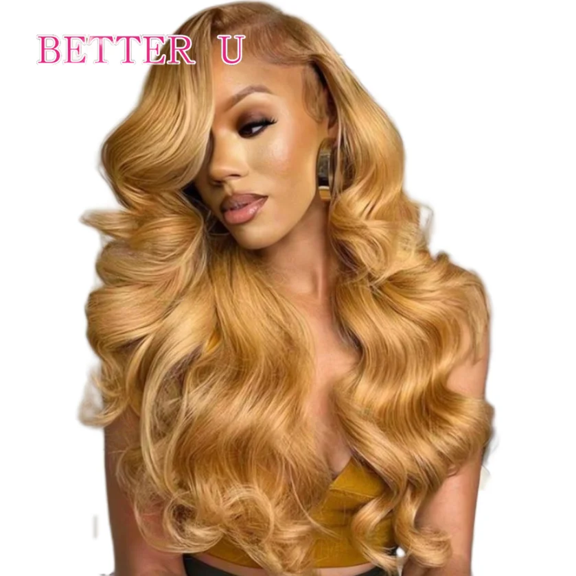 العسل شقراء الجسم موجة 13x4 خصلات الشعر المستعار الإنسان الملونة 613 الدانتيل الجبهة الباروكات للنساء قبل نتف 100% خصلات الشعر المستعار الإنسان العسل شقراء