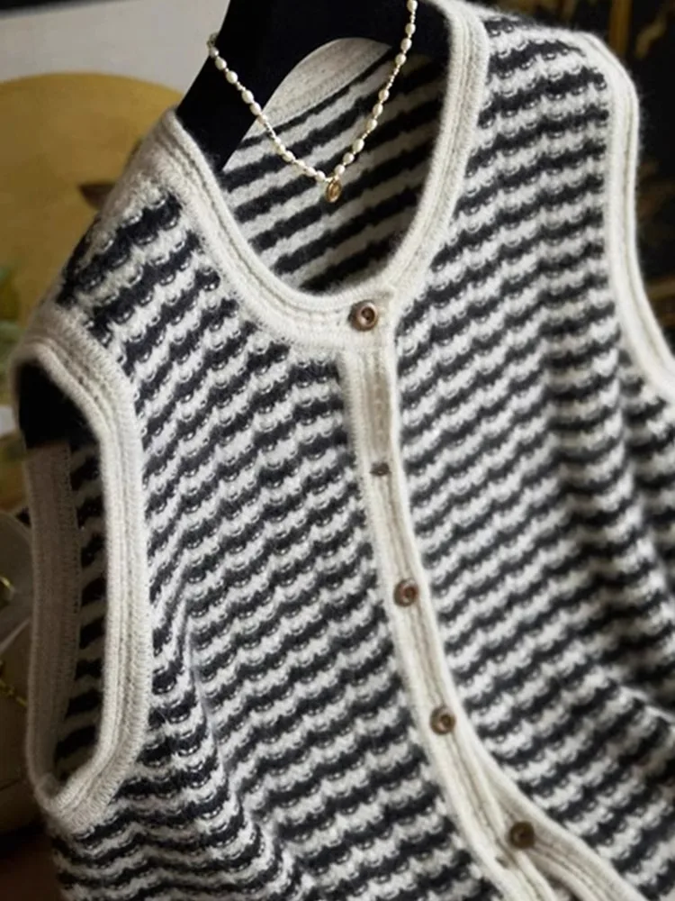 Круглый вязаный кардиган Ne Svel, жилет в полоску, повседневный маленький Fraance Sle, женский топ больших размеров для внутренней одежды