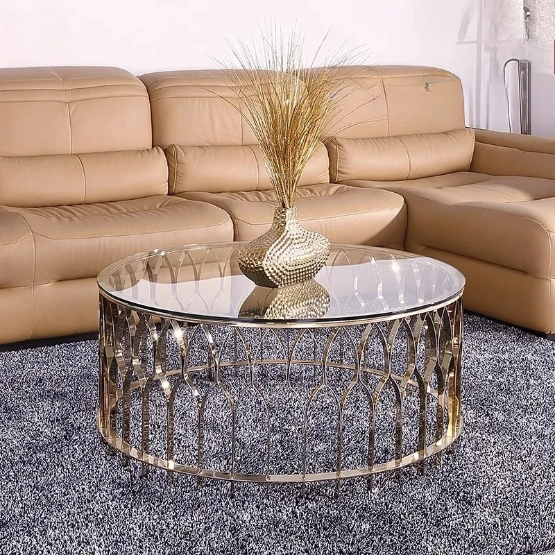 marble coffee table simple modern creative living room small apartment tempered glass round new light luxury