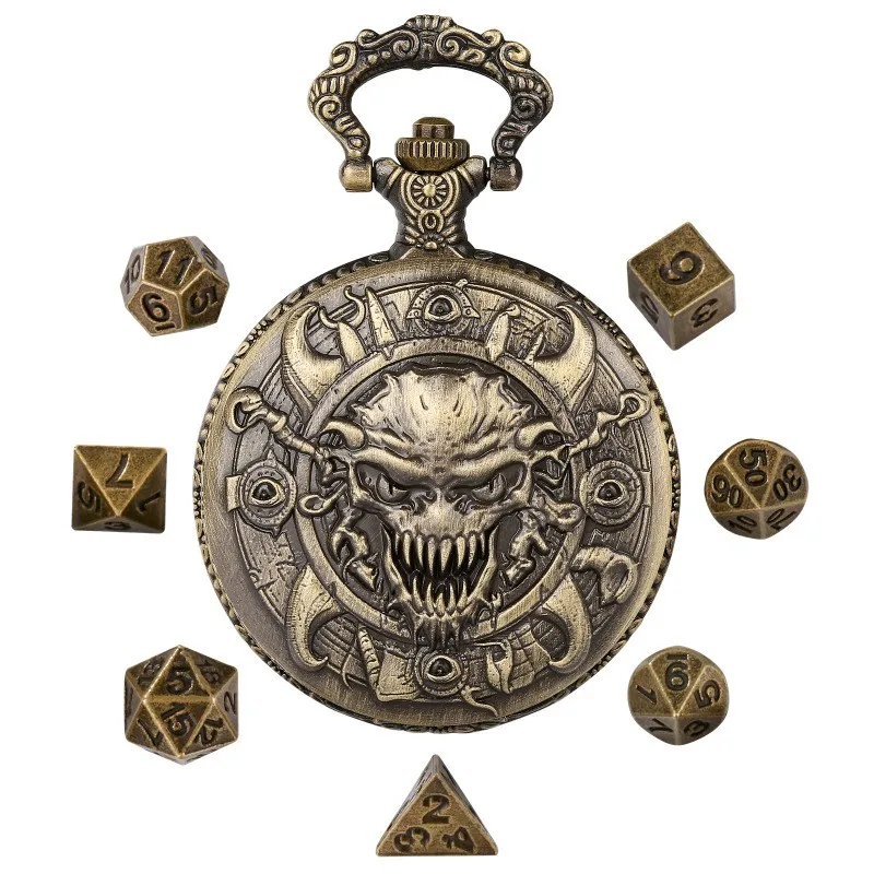 DND Dice Jewelry with Watch Case Retro Skull Eye Magic Watch Case Dice Board Game
