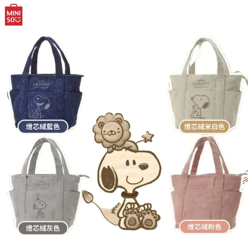 Disney Snoopy Tote Bags Cartoon Kawaii Creative Large Capacity Teenagers Handbag Personalized Shoulder Bag Girls Corduroy Bag