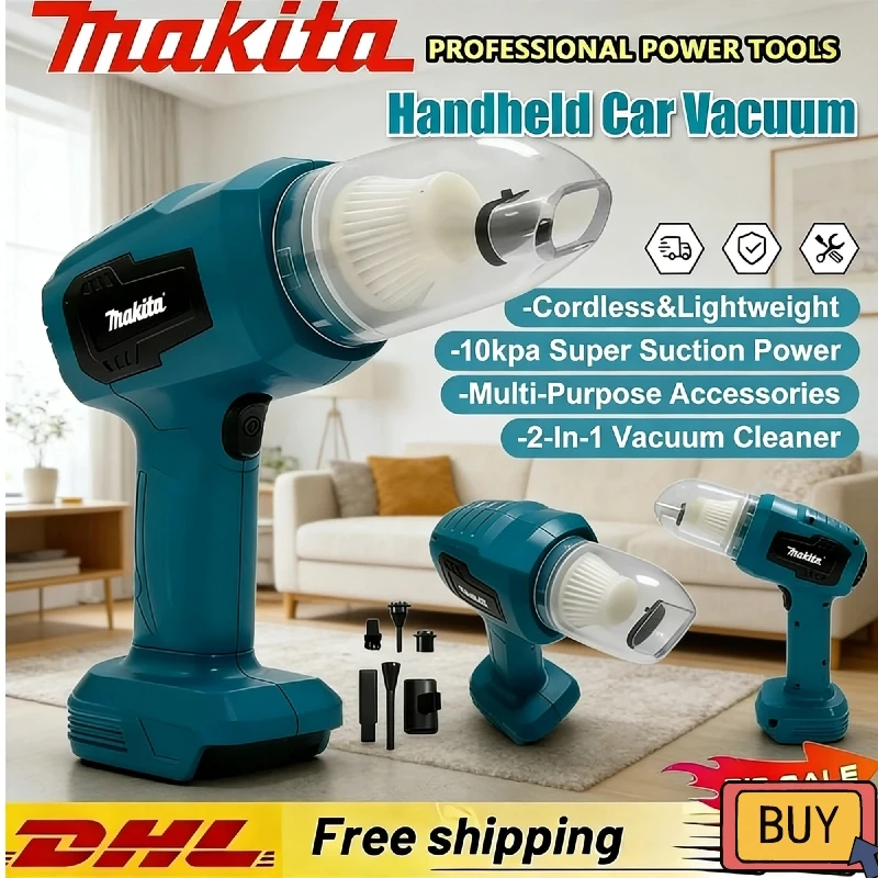 

Makita Mini Car Vacuum Cleaner Multifunction Handheld Rechargeable Power Tools Dust Collect Tool Fit 18V Battery