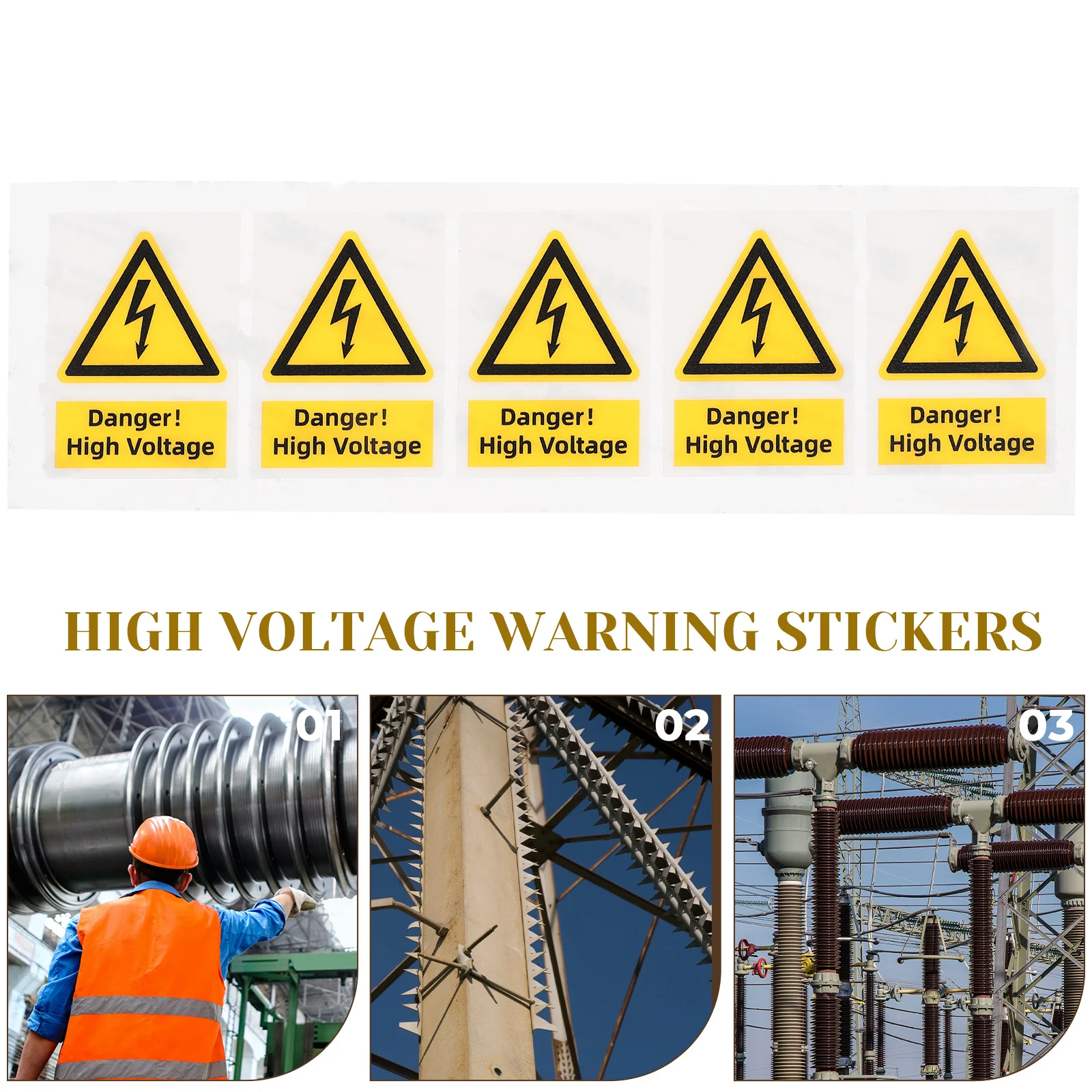 5 Pcs Reflective Sign Equipment Safety High Voltage Warning Label Stickers Danger Signs Caution Labels Electrical