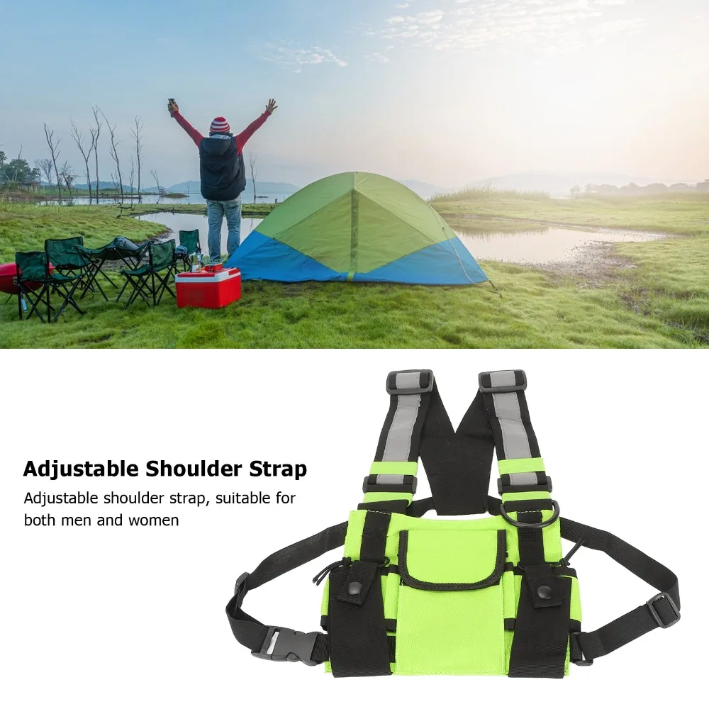 

Adjustable Straps Universal Radio Chest Harness Bag Pocket Pack Vest Radio Chest Harness Two Way Radio Harness Professional Use