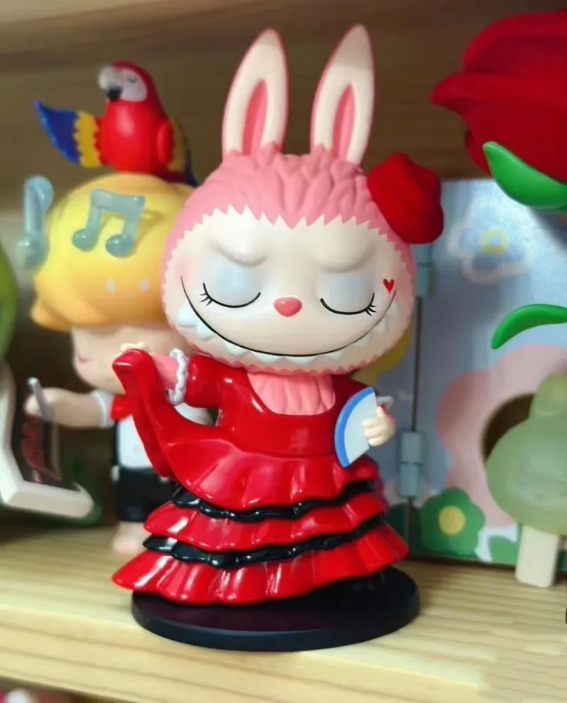 Labubu Genuino Crea un aspetto brillante Collezione di ascensori Figurine Statua in PVC Modello di bambola Kawaii Anime Figura Regali di Natale