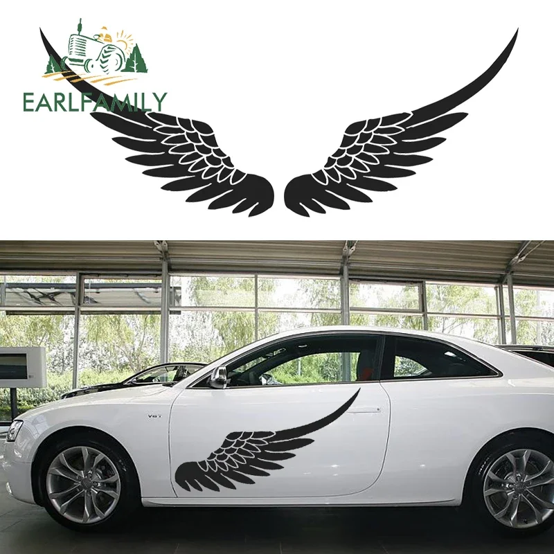 

EARLFAMILY 635mm X 515mm 2x Car Vinyl Decal Sticker Door Body Stickers Side Decals Angel Wing Birds Feather (one for Each Side)