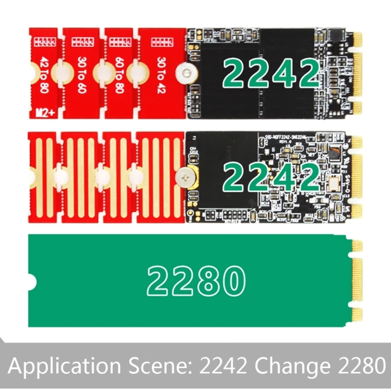 M2PLUS NGFF NVME Support 2230 to 2242/2260/2280, 2242 to 2280, 2260 to 2280