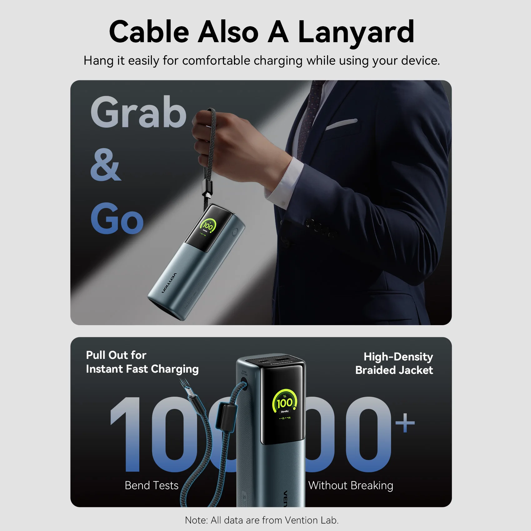 Vention 20000 мАч 165 Вт Power Bank PD Портативный внешний аккумулятор с быстрой зарядкой для ноутбука MacBook iPhone Xiaomi USB Внешнее зарядное устройство