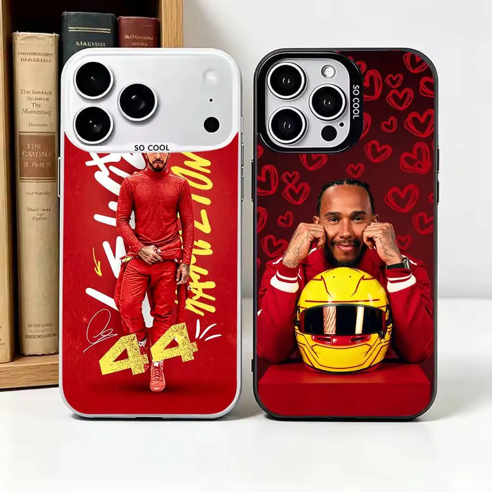 Чехол для телефона с изображением гонщика Льюиса Хэмилтона для iPhone 17, 16, 15, 14, 13, 12, Plus, Pro Max, красочный серебристо-черный чехол.