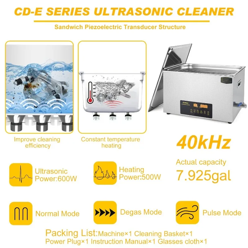 30L Ultrasonic Cleaner Dual-Frequency Professional Digital Stainless Steel Cleaning Machine with Heater Timer for Carburetor