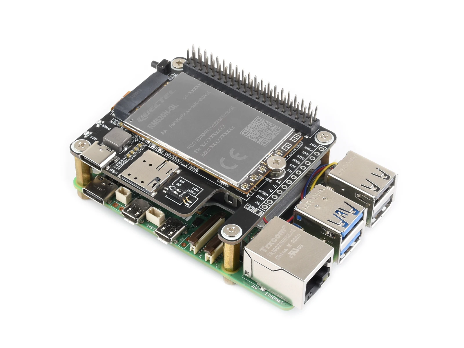 Imagem -03 - Raspberry pi High-velocidade Hat Raspberry pi Compatível com 3052 Pacotes Módulos Quectel 5g Pcie para 5g 4g 3g Rm520n-gl