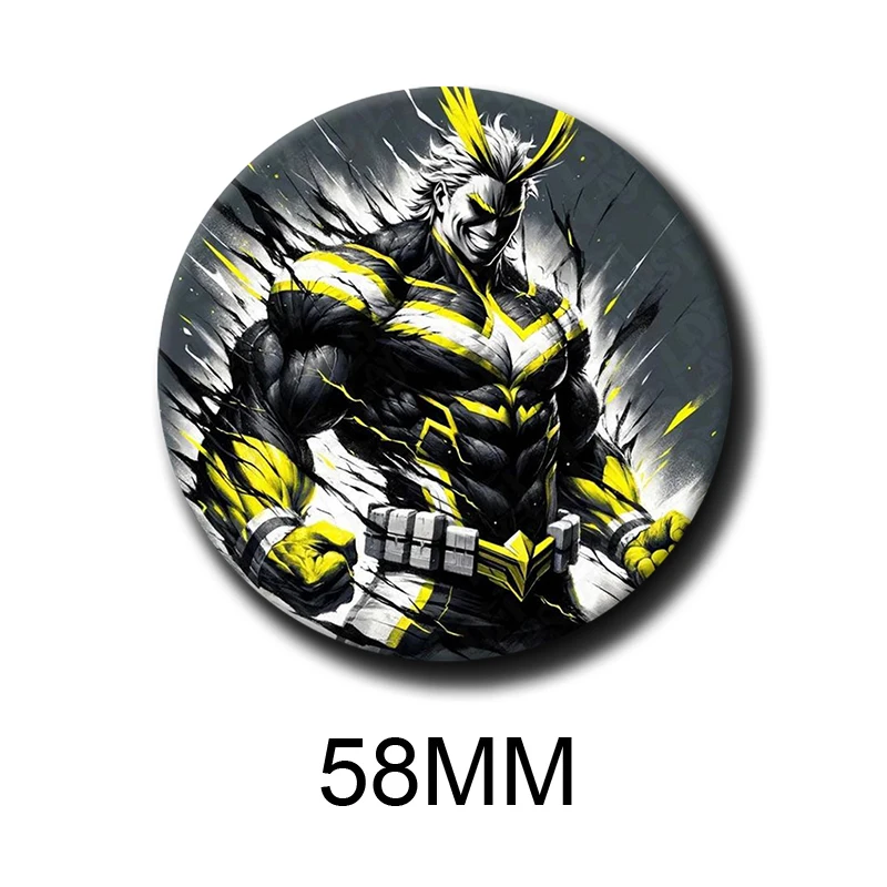 58mm Cartoon Character All Might Soft Button Pin Hero Anime Brooch Creative Badge for Backpack Clothes Decoration Gift