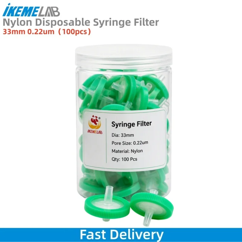 IKEME Laboratory Syringe Filter 33mm 0.22um Nylon Syringe Filter / Needle Filter 100Pcs