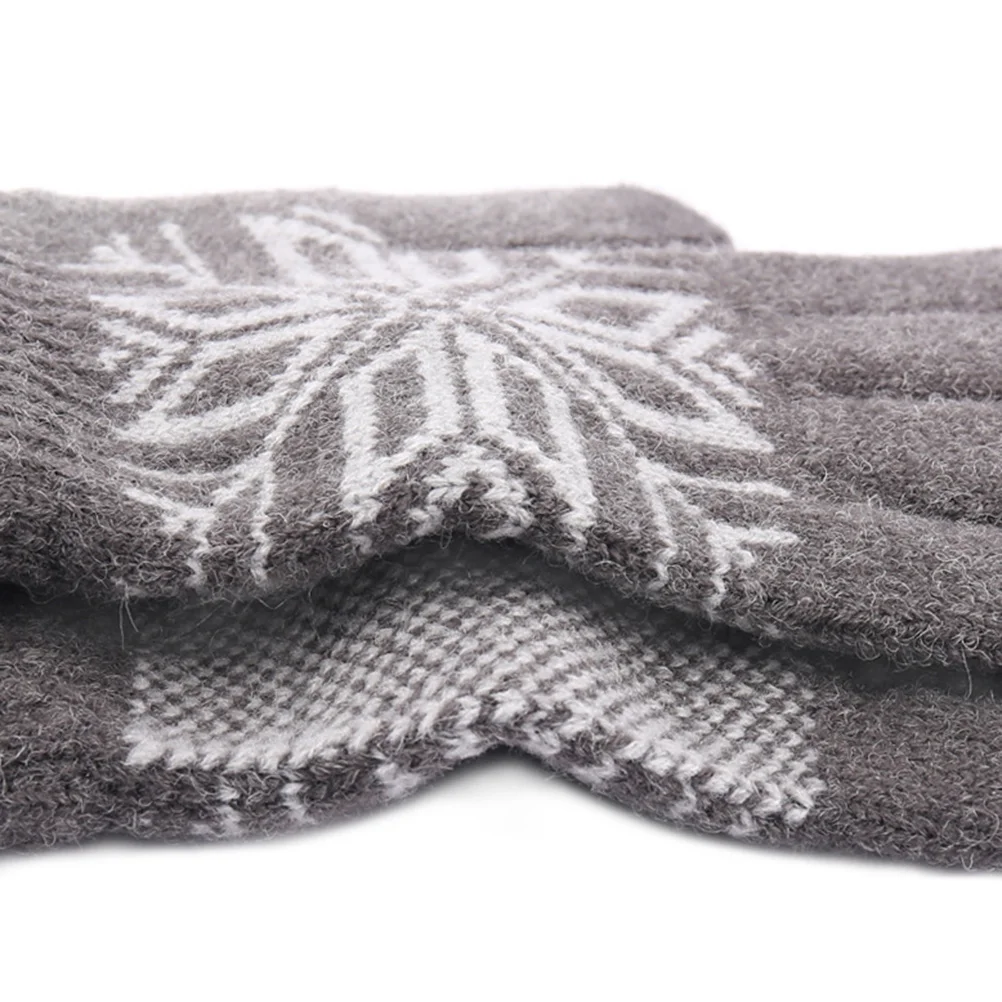 

1Pair Warm Jacquard Knitted Gloves Thicken Touchscreen Safe Washable Winter Gloves for Men Outdoor Cold Weather