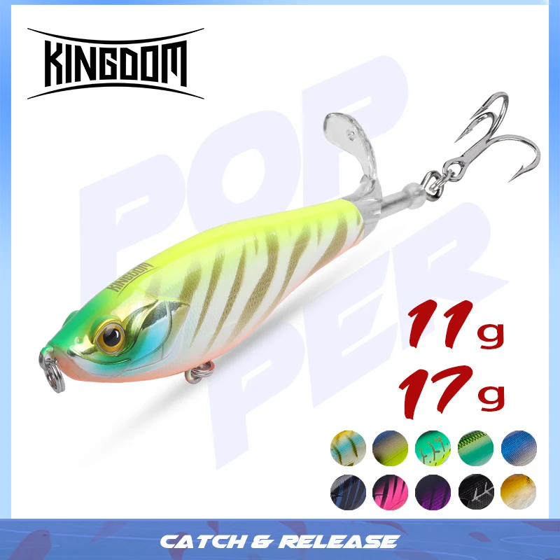 Приманка для рыбалки Kingdom Topwater, 11 г, 17 г, 90 мм, 110 мм, Whopper Popper, искусственный Plopper, мягкий вращающийся хвост, приманки для плавания, рыболовные снасти