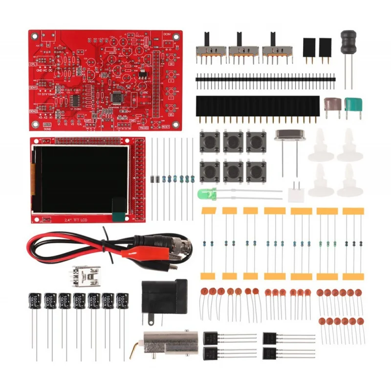 Fully Assembled Digital Osciloscope, 2.4-inch TFTde LCD Screen, Sondealligator Test, acrylic case