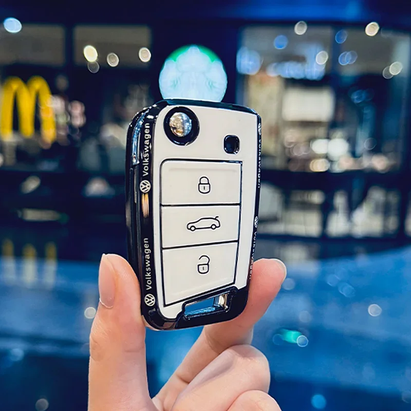 

Чехол-накладка из мягкого ТПУ для автомобильного ключа VW, защитный чехол для ключей Volkswagen Polo, Golf 7 MK7, Tiguan MK2, T-roc, T-cross, Ac