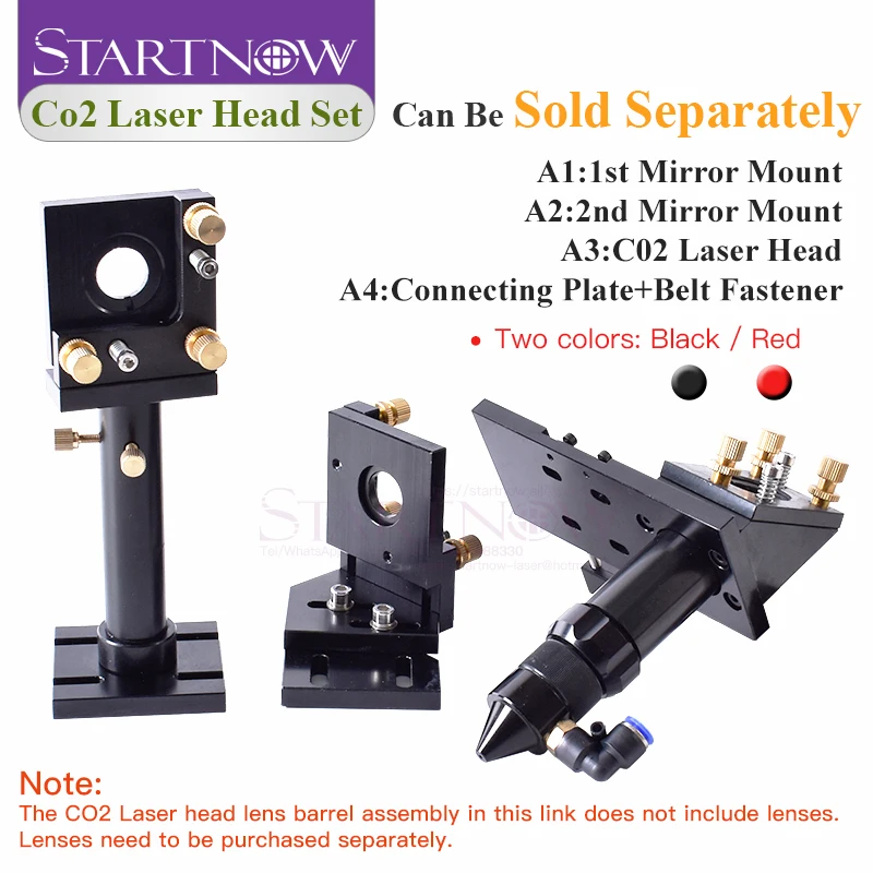 Startnow DIY CO2 Laser Head Set Focusing Lens Laser Mirror Mount Holder Integrative Base For Cutter Machine Metal Hardware Tools
